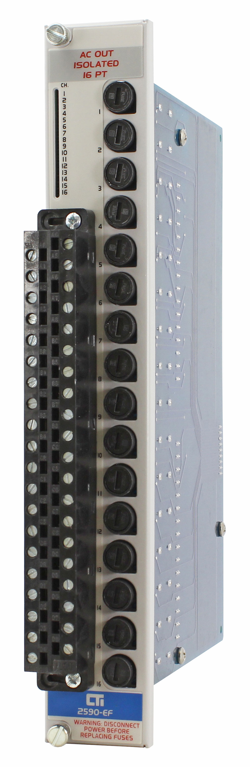 2590-EF 16-Point Isolated 20-132 VAC Output with Front Panel Accessible Fuses (MATURE - replaced by 